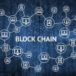 Blockchain network illustration showing interconnected digital blocks representing challenges in financial services adoption